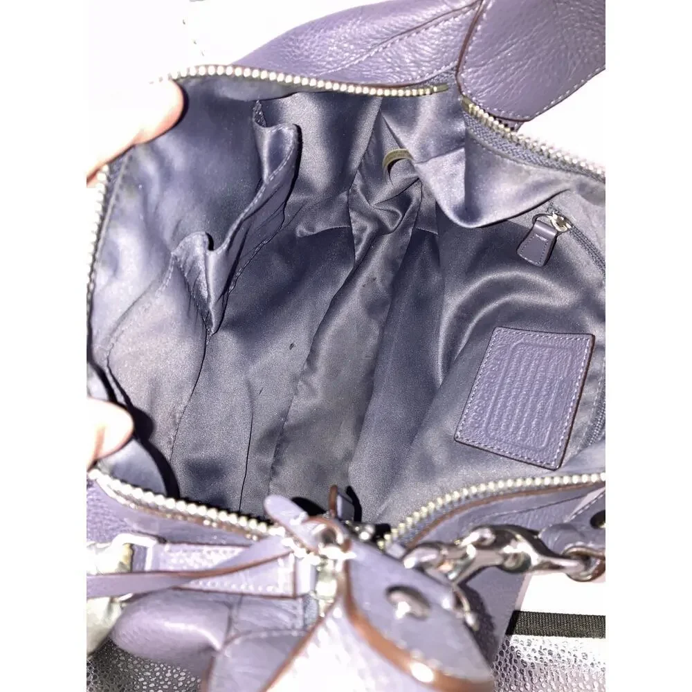 COACH F23960 PURPLE -GRAY PEBBLED LEATHER HOBO BAG